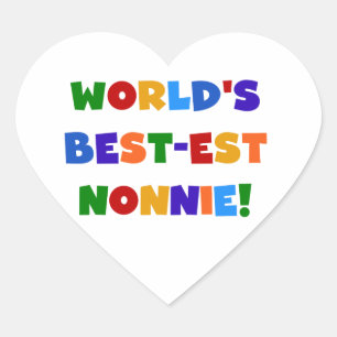 World's Best-est Nonnie Bright Colours Gifts Heart Sticker
