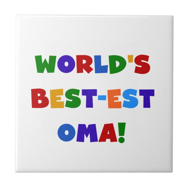World's Best-est Oma Bright Colours Gifts Ceramic Tile (Front)