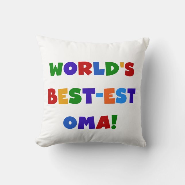 World's Best-est Oma Bright Colours Gifts Cushion (Front)