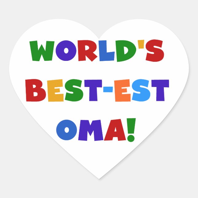 World's Best-est Oma Bright Colours Gifts Heart Sticker (Front)