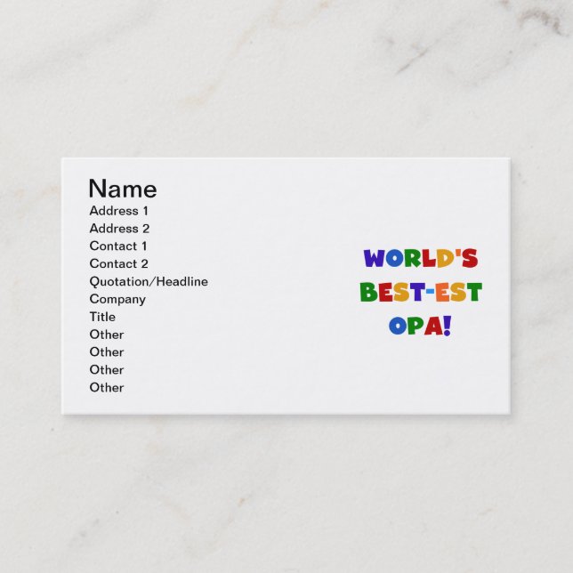 World's Best-est Opa Bright Colours Gifts Business Card (Front)