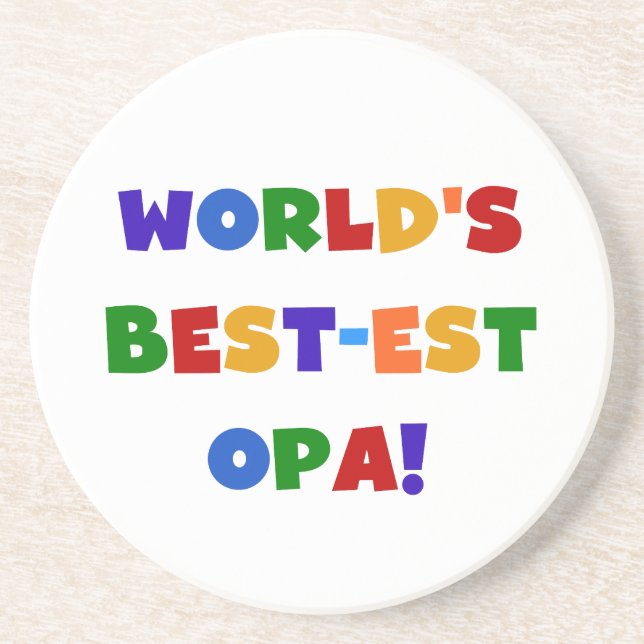 World's Best-est Opa Bright Colours Gifts Coaster (Front)