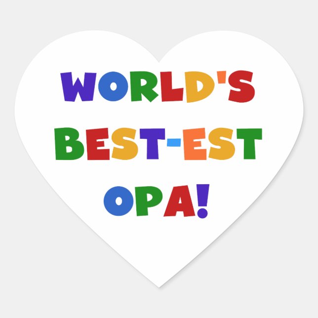 World's Best-est Opa Bright Colours Gifts Heart Sticker (Front)