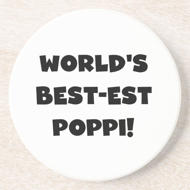 World's Best-est Poppi Black Text Gifts Coaster (Front)