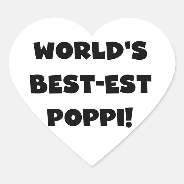 World's Best-est Poppi Black Text Gifts Heart Sticker (Front)