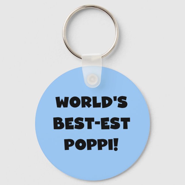 World's Best-est Poppi Black Text Gifts Key Ring (Front)