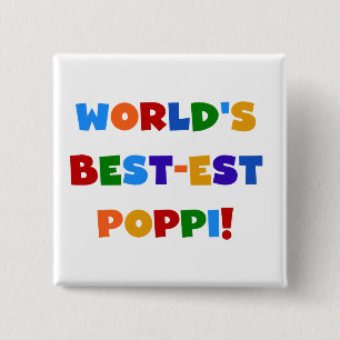 World's Best-est Poppi Bright Colours Gifts 15 Cm Square Badge