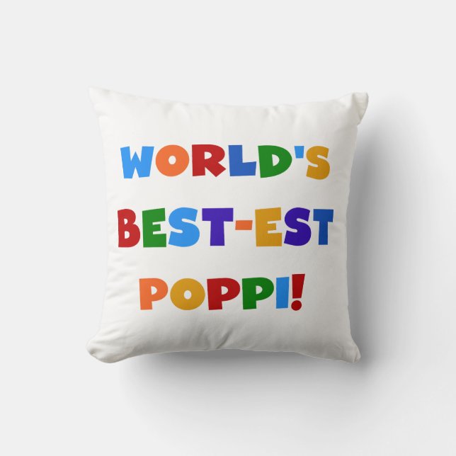 World's Best-est Poppi Bright Colours Gifts Cushion (Front)