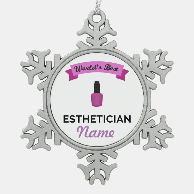 World's best esthetician snowflake pewter christmas ornament (Front)