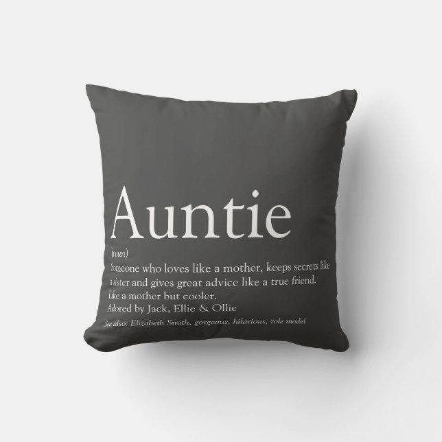 World's Best Ever Aunt Auntie Definition Grey Cushion (Front)