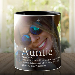 World's Best Ever Aunt, Auntie Definition Photo Two-Tone Coffee Mug