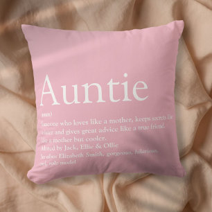 World's Best Ever Aunt, Auntie Definition Pink Cushion