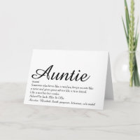World's Best Ever Aunt, Auntie Definition Script
