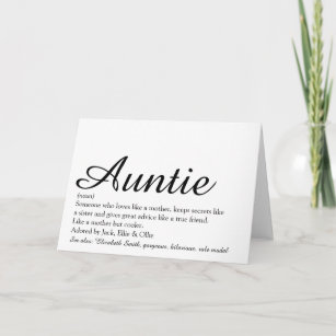 World's Best Ever Aunt, Auntie Definition Script Card