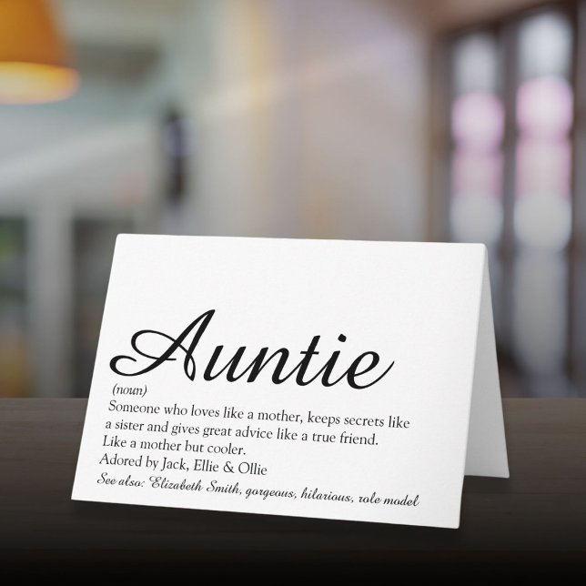 World's Best Ever Aunt Auntie Definition Script Card (World's Best Ever Aunt Auntie Definition Script Card)