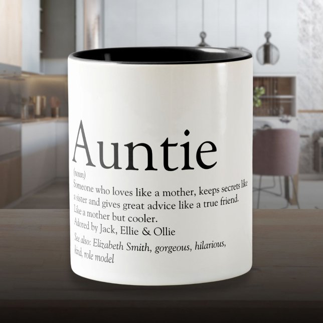 World's Best Ever Aunt, Auntie Definition Two-Tone Coffee Mug (World's Best Ever Aunt, Auntie Definition Two-Tone Coffee Mug)