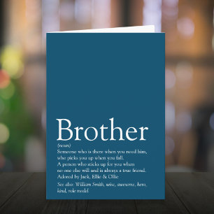 World's Best Ever Brother Definition Blue Card