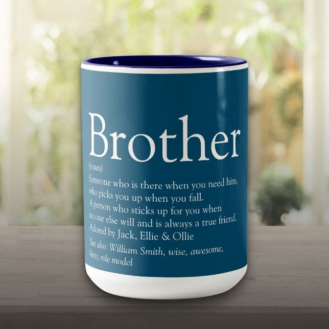 World's Best Ever Brother Definition Fun Blue Two-Tone Coffee Mug (World's Best Ever Brother Definition Fun Blue Two-Tone Coffee Mug)