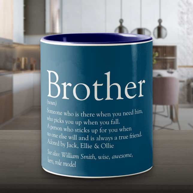 World's Best Ever Brother Definition Fun Blue Two-Tone Coffee Mug (World's Best Ever Brother Definition Fun Blue Two-Tone Coffee Mug)