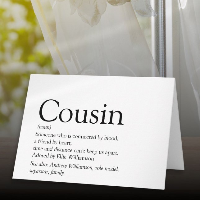 World's Best Ever Cousin Definition Card (World's Best Ever Cousin Definition Card)