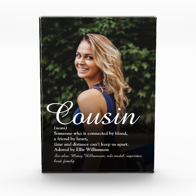 World's Best Ever Cousin Definition Photo Block (Front)