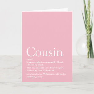 World's Best Ever Cousin Definition Pink Card