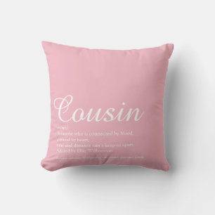 World's Best Ever Cousin Definition Script Pink Cushion