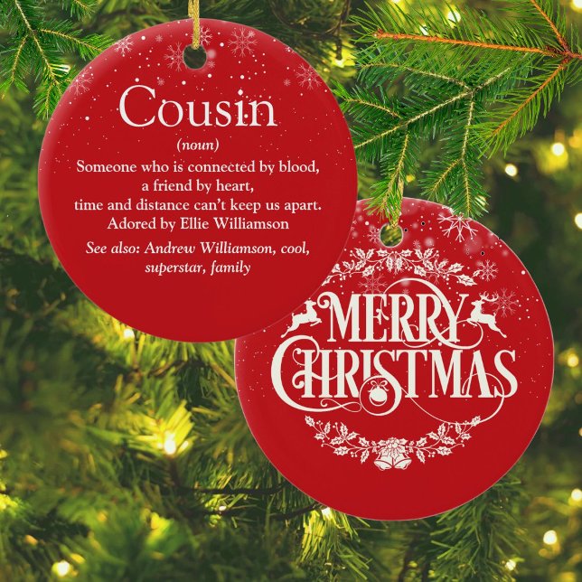 World's Best Ever Cousin Definition Snowflakes Ceramic Ornament (World's Best Ever Cousin Definition Snowflakes Ceramic Ornament)