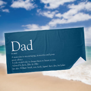 World's Best Ever Dad Daddy Father Definition Blue Beach Towel