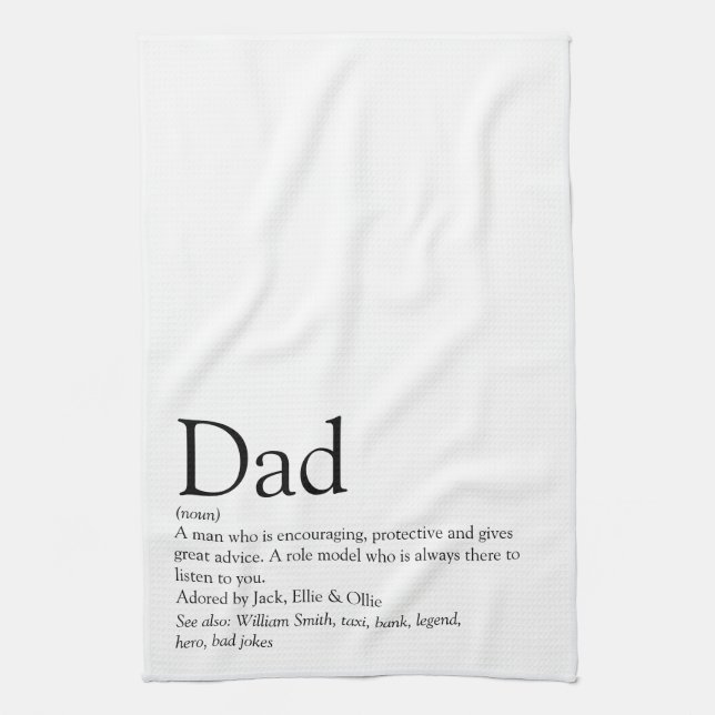 World's Best Ever Dad, Daddy, Father Definition Tea Towel (Vertical)