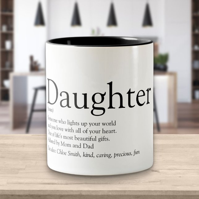 World's Best Ever Daughter Definition Modern Fun Two-Tone Coffee Mug (Creator Uploaded)