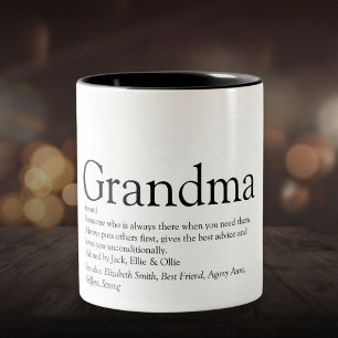 World's Best Ever Grandma, Grandmother Definition Two-Tone Coffee Mug