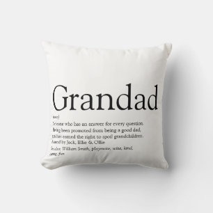 Worlds Best Ever Grandpa, Grandad, Papa Definition Cushion