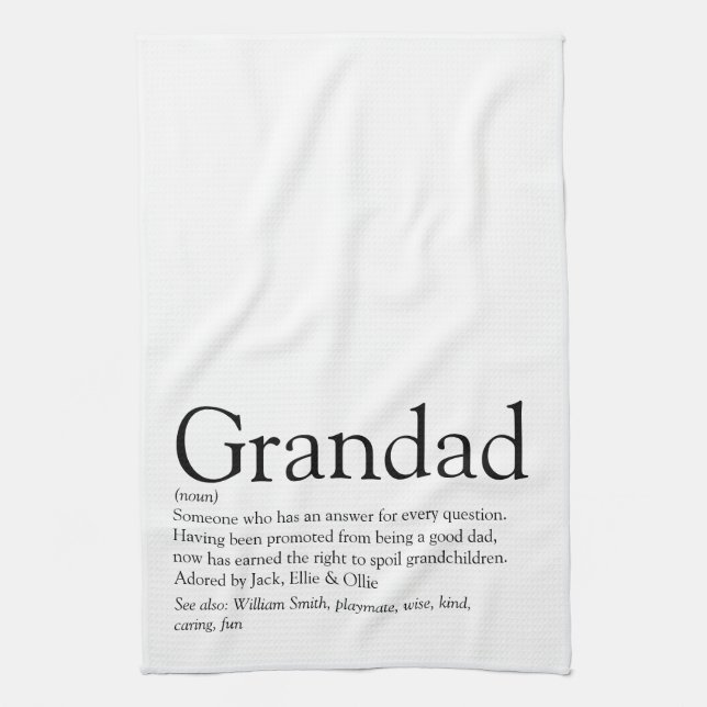Worlds Best Ever Grandpa, Grandad, Papa Definition Tea Towel (Vertical)