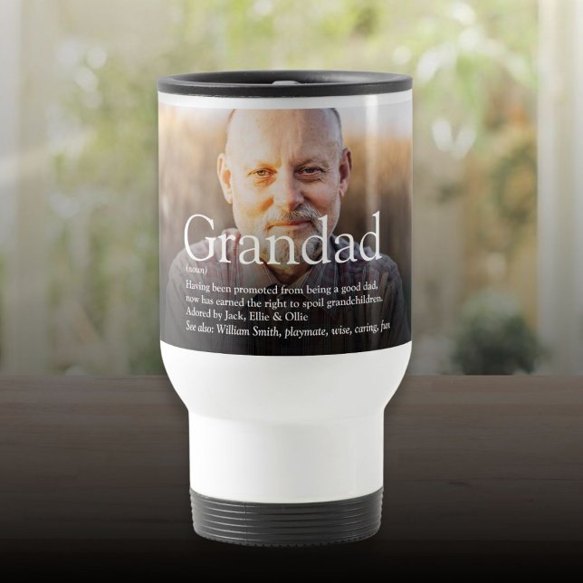 Worlds Best Ever Grandpa, Grandad, Papa Definition Travel Mug (Worlds Best Grandpa Grandad Papa Definition Photo Travel Mug)
