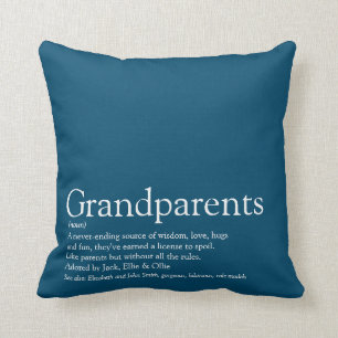 World's Best Ever Grandparents Definition Blue Cushion
