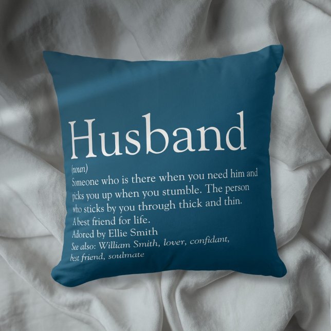 World's Best Ever Husband Definition Blue Fun Cushion (World's Best Ever Husband Definition Blue Fun Throw Pillow)
