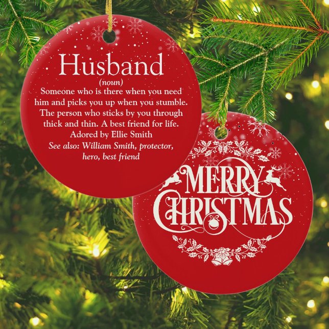 World's Best Ever Husband Definition Christmas Ceramic Ornament (World's Best Ever Husband Definition Christmas Ceramic Ornament)