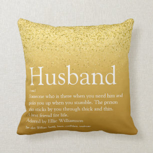 World's Best Ever Husband Definition Gold Glitter Cushion