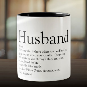 World's Best Ever Husband Definition Modern Fun Two-Tone Coffee Mug