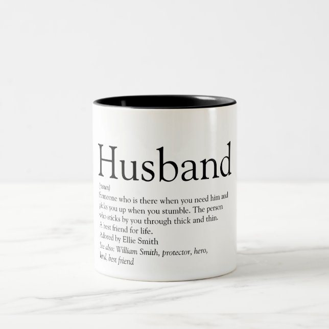 World's Best Ever Husband Definition Modern Fun Two-Tone Coffee Mug (Center)