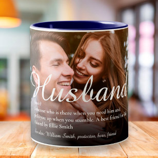 World's Best Ever Husband Definition Script Photo Two-Tone Coffee Mug