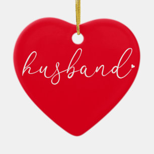 World's Best Ever Husband Definition Script Red Ceramic Ornament