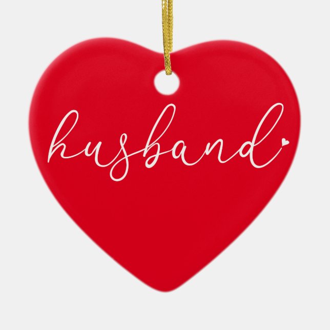 World's Best Ever Husband Definition Script Red Ceramic Ornament (Front)