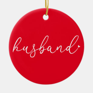World's Best Ever Husband Definition Script Red Ceramic Ornament