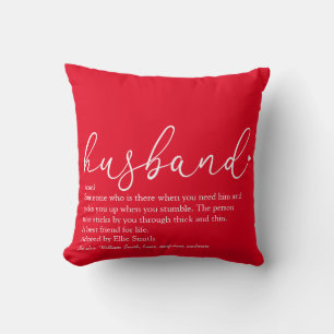 World's Best Ever Husband Definition Script Red Cushion