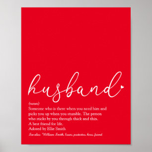 World's Best Ever Husband Definition Script Red Poster