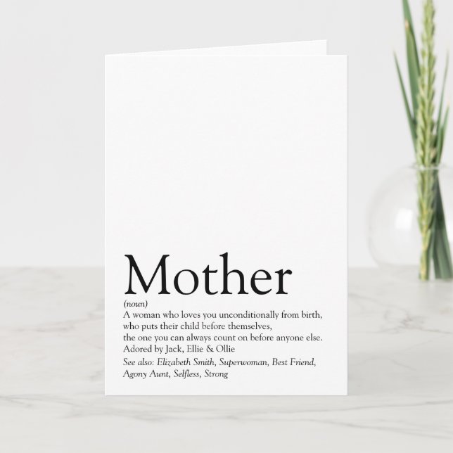 World's Best Ever Mom Mum Mother Definition Holiday Card (Front)