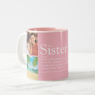 World's Best Ever Sister Definition 4 Photo Pink Two-Tone Coffee Mug