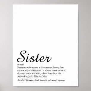 World's Best Ever Sister Definition Chic Script Poster